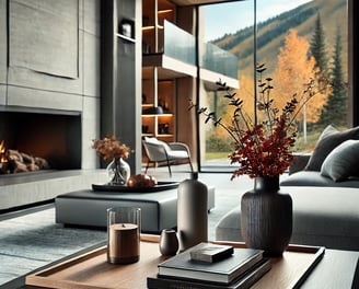 Coffee table accent photo for modern mountain home