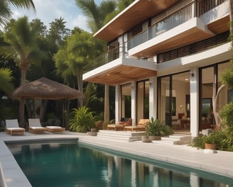 Curved wooden beams and metal architectural elements create a complex and modern structural design. The lines of the materials form an intricate pattern, suggesting a contemporary building or structure with an emphasis on engineering and aesthetics.
