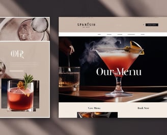 a website page with a menu and a menu