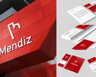 a red and white business card with a red and white business card