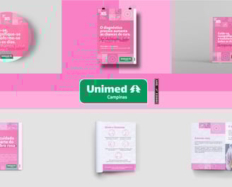 a pink and white brochure with a pink background