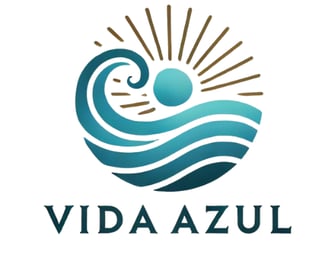 logo de vida azul. ondas  e o sol azul