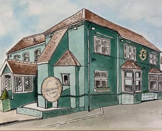 a drawing of a pub from the outside