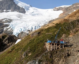 drill on edge of glacier