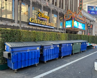 Our 3 cubic yard bin on a social event rentals.