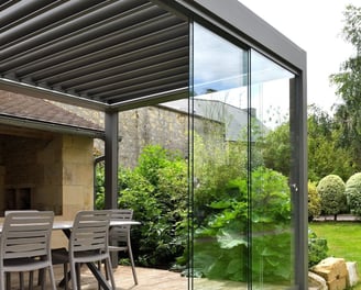 pergola with sliding glass door