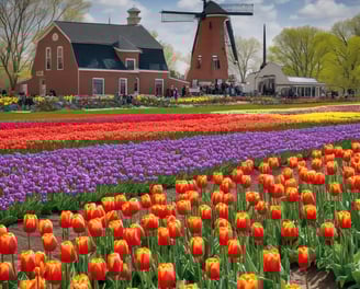a windmill windmill in a field of flowers in holland michigan
