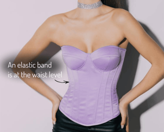 Purple Satin Corset – Waist Trainer Overbust with Steel Bones | Demiano