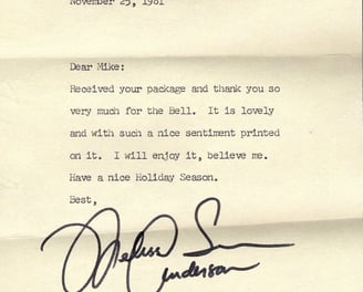 1981 letter from Melissa Sue Anderson