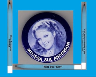 Melissa Sue Anderson fan club button and pen