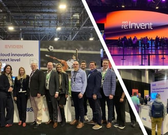 Three Images from AWS re:Invent 2024. Including a team photo.