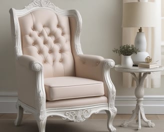 brown wooden armchair beside white wall