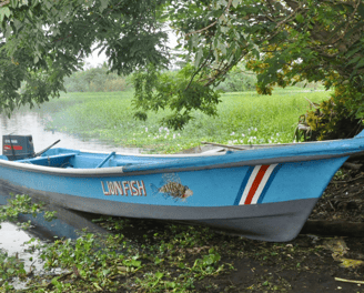 The camping babsita boat shown in the rio estrella as part of camping babsita tours on the carribean