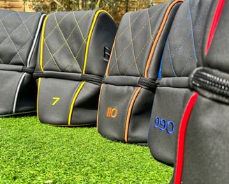 Remy Luxury Helmet Bag – handmade, fleece-lined storage bag for motorsport helmets, shown in black