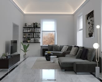 Rendering foto realistico di progetto di interior design