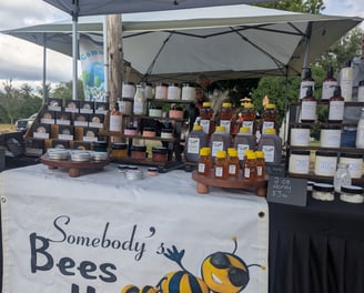 Somebody's Honey booth at the Lacomb Community Markte