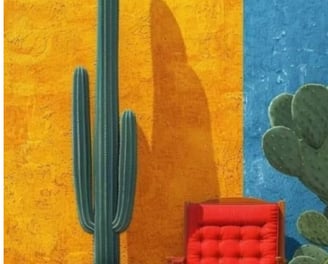 Pintamos casas con vibrantes colores estilo mexicano.