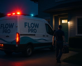 Technicien Flow Pro effectuant l’entretien préventif d’un drain résidentiel à Montréal