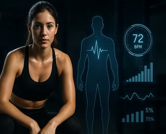 a woman in a sports bra top and a man in a black top