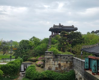 Hwaseong Fortress wall and buildings