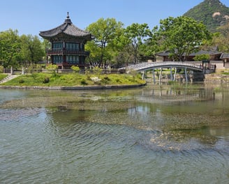 Hyangwonjeong Pavilion and pond view
