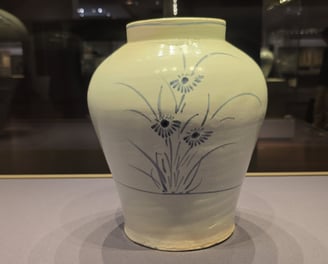 Joseon porcelain orchid design jar