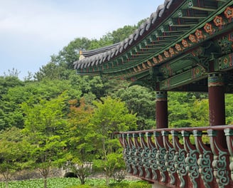 Pavilion view showing the Dancheong painting method