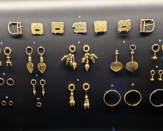 Gaya earrings and belt buckles