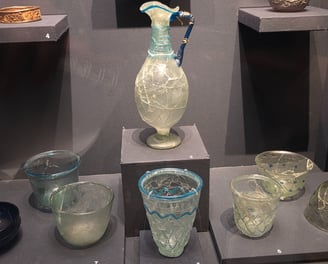 Glass cups and bottle