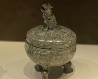 Goryeo Celadon Incense burner with wave and dragon design