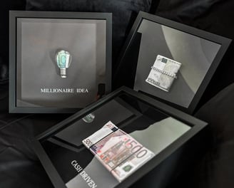 a frame with money and a frame for motivation