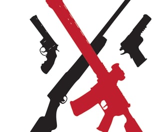 a poster of a gun with guns and guns