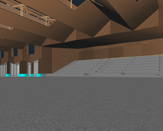 Vue 3D des gradins de la piscine