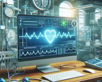 a computer monitor screen with healthcare data beeing monitored in real time
