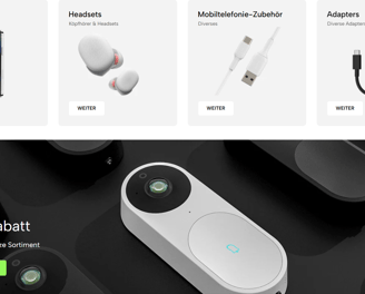 a website page with a picture of a camera and a phone