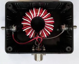 Inside view of the 400W matching transformer core and winding