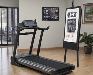 A room filled with stationary exercise bikes arranged neatly in rows. The space has a wooden and gray tiled floor, and a sign with the text 'i-Fitness' is displayed on the wall. The bikes are primarily white with black handlebars and seats.