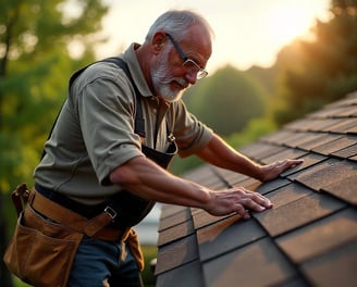 Roofing contractor installing asphalt shingles on a residential home in New Jersey during a sunny da