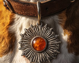 Médaillon pour chien incrusté de cornaline