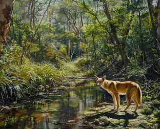Dingo australien près de tea tree citronné