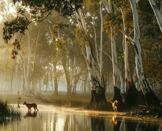 Kelpie australien près de tea tree