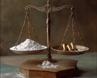 Bicarbonate de soude sur balance