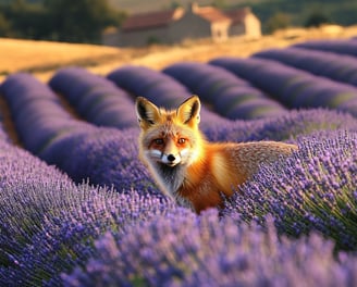 Renard dans lavandin