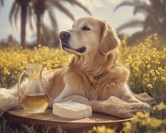 Golden retriever pres de l'alcool cetostearylique
