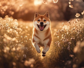 Shiba inu dans champs