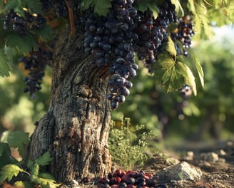 Grappes de raisin et pépins