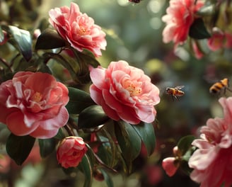 Camélias et abeilles