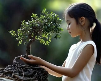 Tree growing with girl