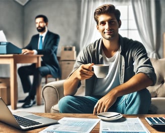 Photograph of a person relaxing while their taxes are handled by an expert
