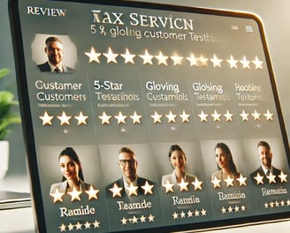 positive customer reviews for the tax service.